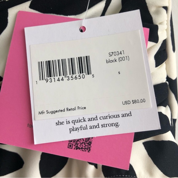 NWT ♠️ Kate Spade BLACK Floral belted High-Waist Bikini Swim Bottom | S - Picture 8 of 10